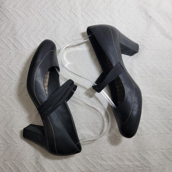 Camper Leather Mary Jane Pumps Heels Black Elastic Strap Size EU 38 US 7.5 - Picture 3 of 14
